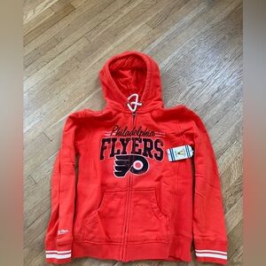 Mitchell + Ness Philadelphia Flyers Full Zip Hoodie Sweatshirt Womens L NWT $90